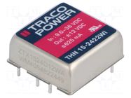 Converter: DC/DC; 15W; Uin: 9÷36VDC; Uout: 12VDC; Uout2: -12VDC TRACO POWER