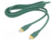 Cable; USB 2.0; Apple Lightning plug,USB C plug; 1.5m; green GEMBIRD