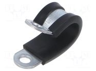 Fixing clamp; ØBundle : 15mm; W: 15mm; steel; Cover material: EPDM KALE
