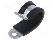 Fixing clamp; ØBundle : 18mm; W: 15mm; steel; Cover material: EPDM KALE