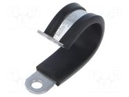 Fixing clamp; ØBundle : 25mm; W: 15mm; steel; Cover material: EPDM KALE
