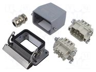 Connector: HDC; male + female; HE; PIN: 6; 24A; 500V; 6+PE; size 3 WEIDMÜLLER
