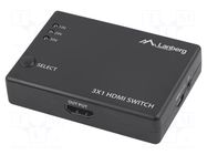 Switch; HDCP 2.2,HDMI 2.0; Support: 3D,4K,HDR,UHD 2160p; 0.8m LANBERG