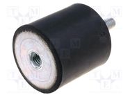 Vibration damper; M12; Ø: 75mm; rubber; L: 55mm; Thread len: 37mm 