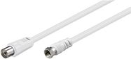 SAT/Antenna Adapter Cable (<70 dB), Double Shielded, 1.5 m, white - F plug > coaxial socket