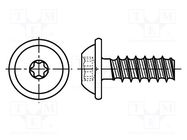 Screw; for plastic; with flange; 3x8; Head: button; Torx® PLUS BOSSARD