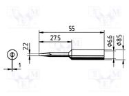 Tip; chisel,elongated; 2.2mm ERSA