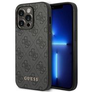 Guess GUHCP14LG4GFGR iPhone 14 Pro 6,1" szary/grey hard case 4G Metal Gold Logo, Guess