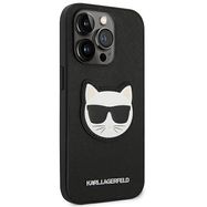 Karl Lagerfeld Saffiano Choupette Head Patch Case for iPhone 14 Pro Max - Black, Karl Lagerfeld