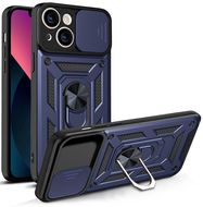 Hybrid Armor Camshield case for iPhone 13 armored case with camera cover blue, Hurtel