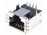 RJ45; socket; PIN: 8; Cat: 5; shielded,low profile; Layout: 8p8c TE Connectivity