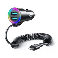 Joyroom 3-in-1 fast car charger with Lightning cable 1.5m 17W black (JR-CL25), Joyroom