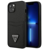 Guess GUHCP13SPSATPK iPhone 13 mini 5,4 &quot;black / black hardcase SaffianoTriangle Logo Cardslot, Guess