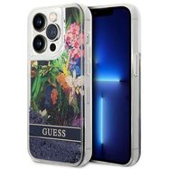 Guess GUHCP14LLFLSB iPhone 14 Pro 6.1 &quot;blue / blue hardcase Flower Liquid Glitter, Guess