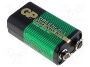 Battery: zinc-carbon; 6F22; 9V; non-rechargeable; GREENCELL GP