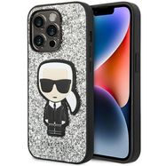 Karl Lagerfeld KLHCP14XGFKPG iPhone 14 Pro Max 6.7 &quot;hardcase silver / silver Glitter Flakes Ikonik, Karl Lagerfeld