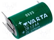 Battery: lithium; 1/2AA,1/2R6; 3V; 950mAh; non-rechargeable 