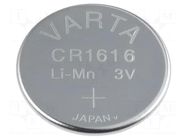 Battery: lithium; CR1616,coin; 3V; 55mAh; non-rechargeable VARTA MICROBATTERY