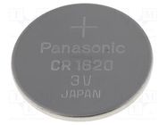 Battery: lithium; CR1620,coin; 3V; 70mAh; non-rechargeable PANASONIC