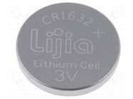 Battery: lithium; CR1632,coin; 3V; 120mAh; non-rechargeable LIJIA