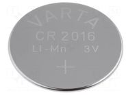 Battery: lithium; CR2016,coin; 3V; 90mAh; non-rechargeable VARTA MICROBATTERY