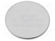 Battery: lithium; CR2025,coin; 3V; non-rechargeable; Ø20x2.5mm LIJIA