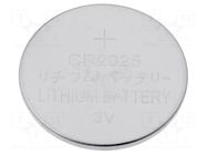 Battery: lithium; CR2025,coin; 3V; non-rechargeable; Ø20x2.5mm LIJIA