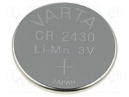 Battery: lithium; CR2430,coin; 3V; 300mAh; non-rechargeable VARTA MICROBATTERY