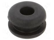 Grommet; Ømount.hole: 8mm; Øhole: 4mm; black; Panel thick: max.3mm ESSENTRA