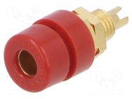 Connector: 4mm banana; socket; 30VAC; 60VDC; 32A; red; gold-plated HIRSCHMANN T&M