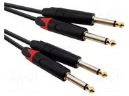 Cable; Jack 6,3mm plug x2,both sides; 1.5m; black; PVC REDS MUSIC