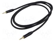 Cable; Jack 3.5mm plug,both sides; 1.5m; black; Øcable: 6mm; PVC REDS MUSIC