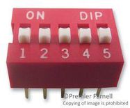 DIP SWITCH, 5POS, SPST-NO, SLIDE, TH