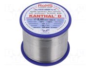Resistance wire; 4.07Ω/m; -100÷1300°C; 0.25kg; Øout: 0.65mm; 23SWG KANTHAL