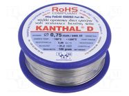 Resistance wire; 3.06Ω/m; -100÷1300°C; 0.1kg; Øout: 0.75mm; FeCrAl KANTHAL