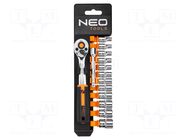 Wrench-set; 6-angles,socket spanner; Chrom-vanadium steel; 1/4" NEO TOOLS