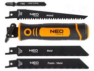 Power tool accessories: hacksaw blade-set; Kit: blade,holder NEO TOOLS