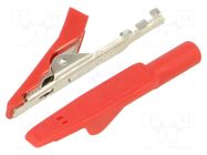 Crocodile clip; 8A; 60VDC; Grip capac: max.4mm; red; nickel plated HIRSCHMANN T&M