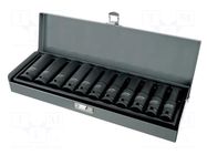 Wrench-set; 6-angles,socket spanner,impact; 1/2"; long; 11pcs. PROLINE