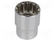 Socket; spline (12-angles); M8; 1/2"; 38mm; Chrom-vanadium steel PROLINE