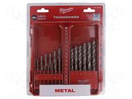 Drill set; for metal; plastic box; metal,steel; 19pcs. Milwaukee