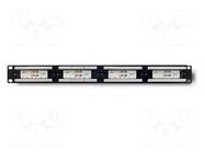 Patch panel; black; Number of ports: 24; Cat: 6; RJ45 socket x24 QOLTEC