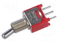 Switch: toggle; Pos: 2; SPDT; ON-ON; 1A/250VAC; 3A/28VDC; 200; THT E-SWITCH