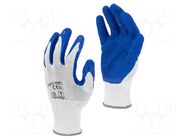 Protective gloves; Size: 9; blue/white; latex,polyester; 12pcs. LAHTI PRO
