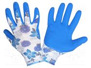 Protective gloves; Size: 7; violet; latex,polyester; women's; tag LAHTI PRO