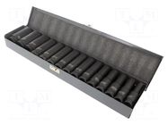 Wrench-set; 6-angles,socket spanner,impact; 1/2"; long; 15pcs. PROLINE