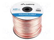 Wire: loudspeaker cable; 2x4mm2; stranded; CCA; transparent; 300V LANBERG