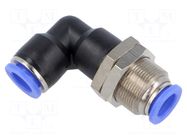 Push-in fitting; bulkhead,angled 90°; -0.95÷15bar; Thread: M20x1 PNEUMAT