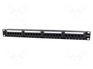 Patch panel; black; Number of ports: 24; Cat: 5e; RJ45 socket x24 GEMBIRD