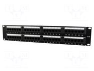 Patch panel; black; Number of ports: 48; Cat: 5e; RJ45 socket x48 GEMBIRD
